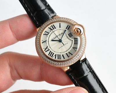 Cartier 18K Gold 28/33/36MM Automatic Movement Women's Black/Red Bracelet Watch